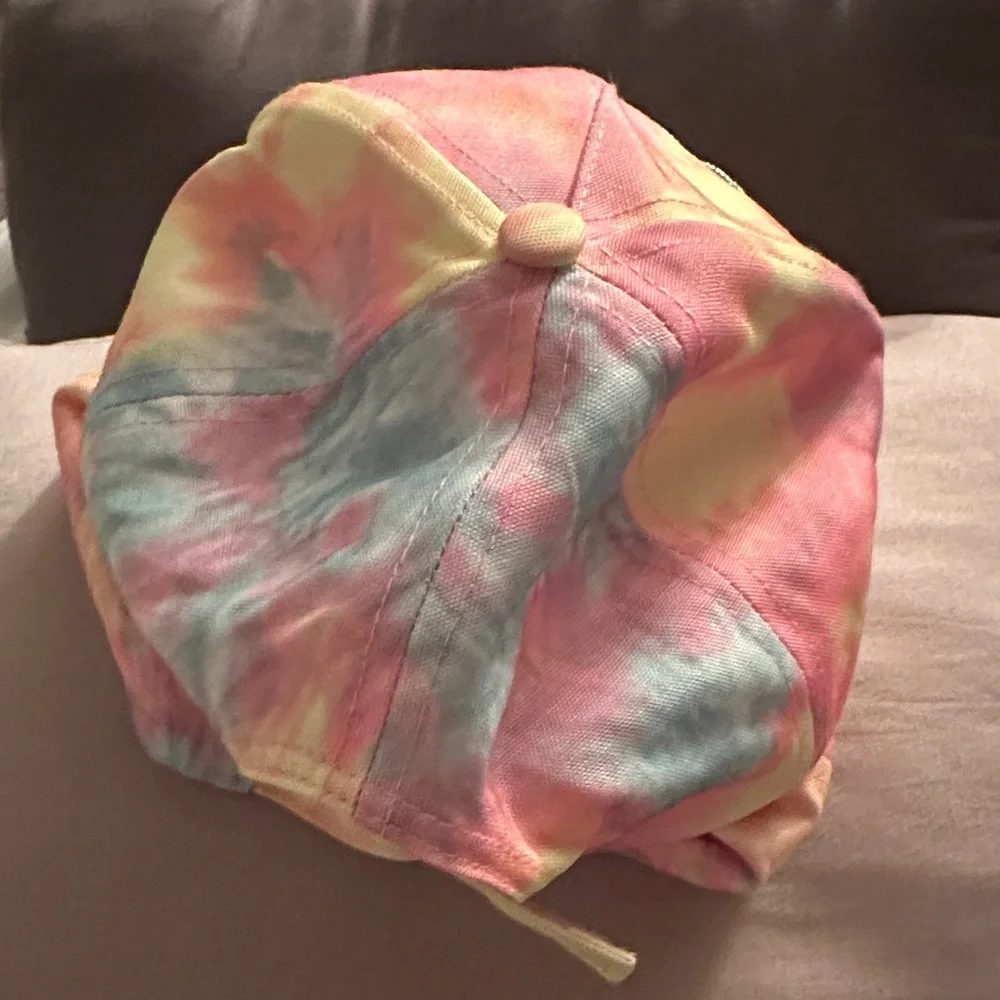 Colorful Tie-Dye Kids Hat with Love Embroidery -Preloved